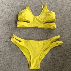 2 piece yellow bathing suit bikini
